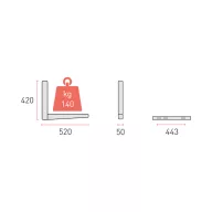   RODIGAS MS 106 klímatartó konzol, max: 140kg, gumibak nlk, L=520mm (1pár/csomag)