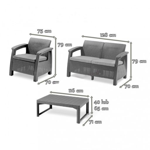 Corfu Lyon II Duo 4+1 kerti bútor garnitúra szett