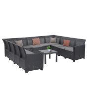 Claire XIII 11 személyes sarokgarnitúra orlando asztallal