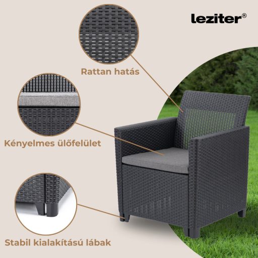 Claire 5 személyes kerti bútor garnitúra párnatartós asztallal