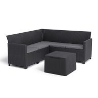   Claire 5 személyes kerti sarokgarnitúra párnatartós asztallal