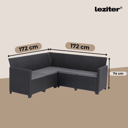 Claire 5 személyes kerti sarokgarnitúra párnatartós asztallal