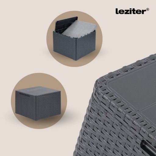 Claire 5 személyes kerti sarokgarnitúra párnatartós asztallal