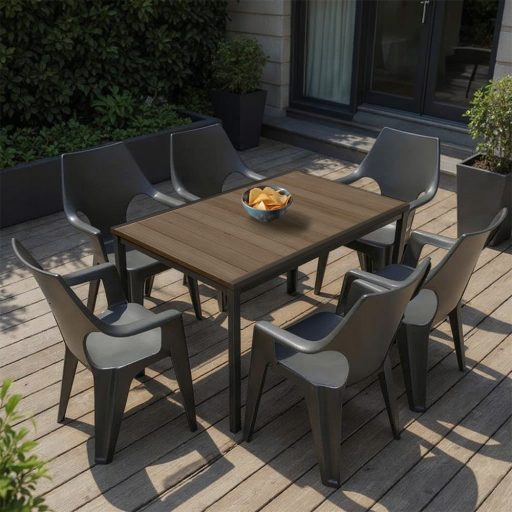 Parker 6+1 kerti bútor garnitúra szett kőris-grafit