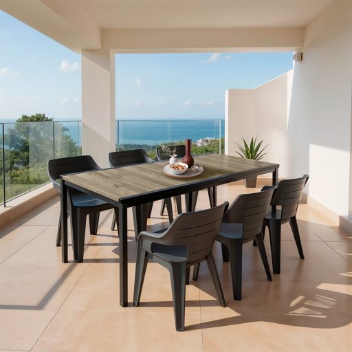 Ravello Large 6+1 kerti bútor garnitúra szett kőris-fekete