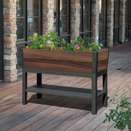 Deco elevated műanyag kerti virágláda alsó polccal 110L