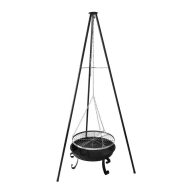 Függesztett grillrács háromlábbal, tűzrakóval