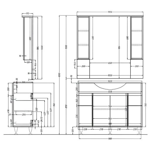 Bianca Plus 105 felsőszekrény, aida dió színben