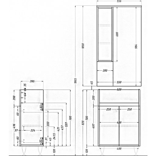 Bianca Plus 55 alsó szekrény mosdóval