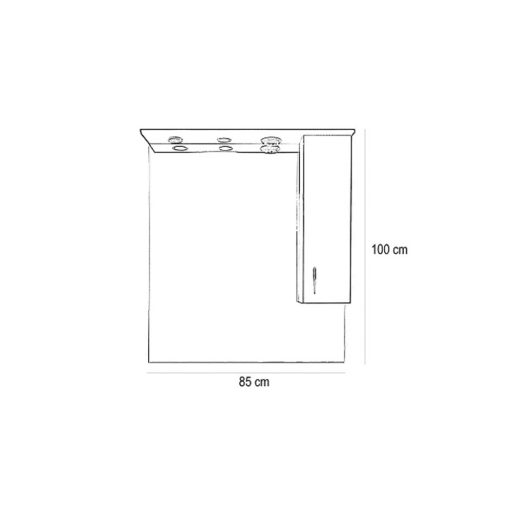Bianca Plus 85 felsőszekrény, magasfényű fehér színben, jobbos nyitásirány