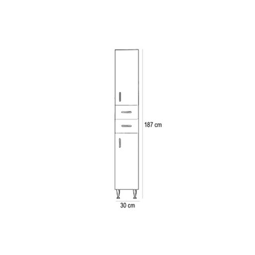 Bianca Plus 30 magas szekrény 2 ajtóval, nyitott, sonoma tölgy színben, univerzális
