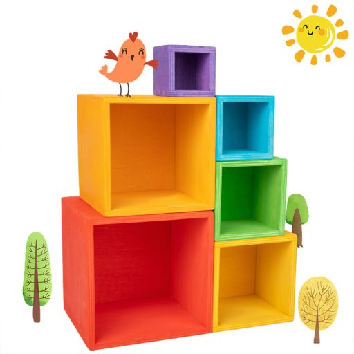 Szivárvány dobozos Montessori fajáték