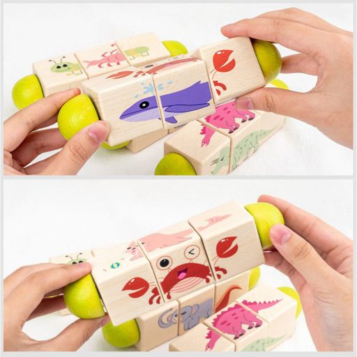 Állatos mini kirakós hengerek Montessori fajáték