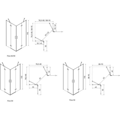 Flow Chrome szögletes nyílóajtós zuhanykabin zuhanytálca nélkül