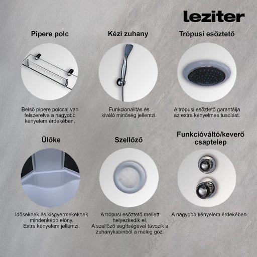 Lia 80x120 cm hidromasszázs zuhanykabin balos