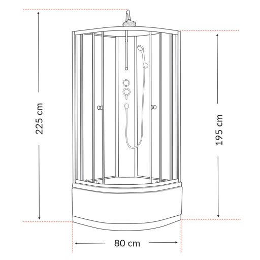 Karolino 80x80 cm White mélytálcás zuhanykabin
