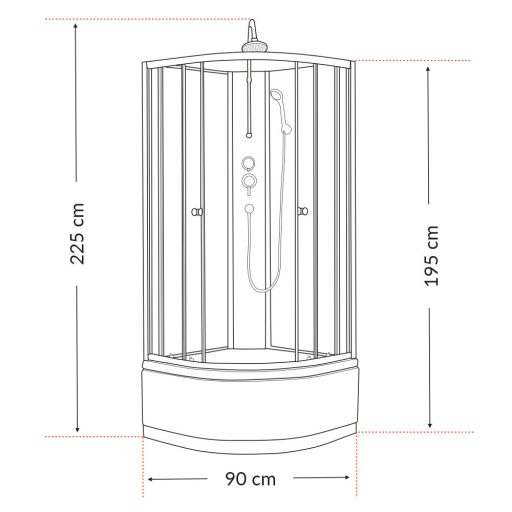 Karolino 90x90 cm Black mélytálcás zuhanykabin