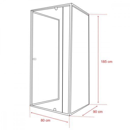 Flexi 80x90 cm falsíkra szerelhető aszimmetrikus zuhanykabin zuhanytálca nélkül