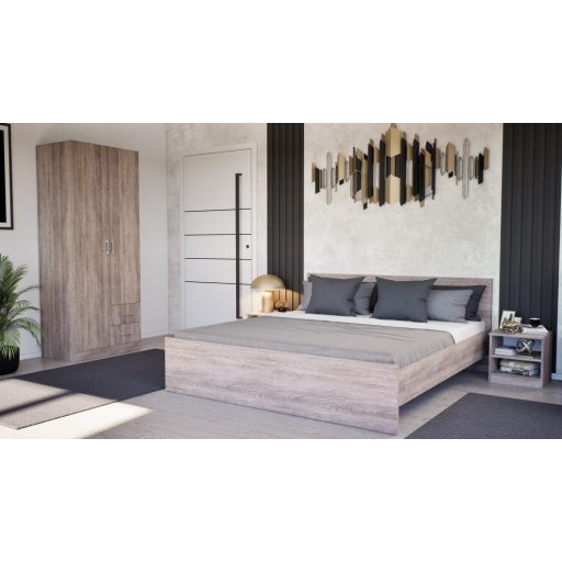 Miami franciaágy ágyneműtartó nélkül 180x200 cm yorki tölgy-yorki tölgy