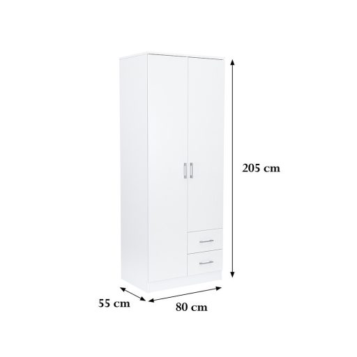 Miami gardróbszekrény 80x205 cm fehér-fehér