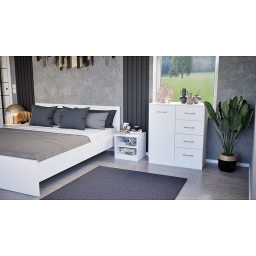 Miami komód 1ajtós 4 fiókos 80x92 cm fehér-fehér