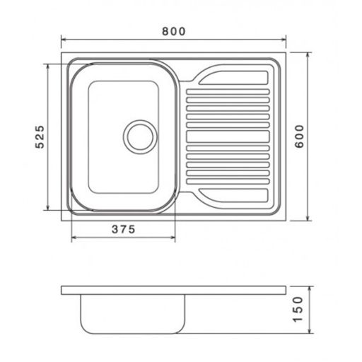 Teletetős rozsdamentes mosogató tálca 60x80 cm
