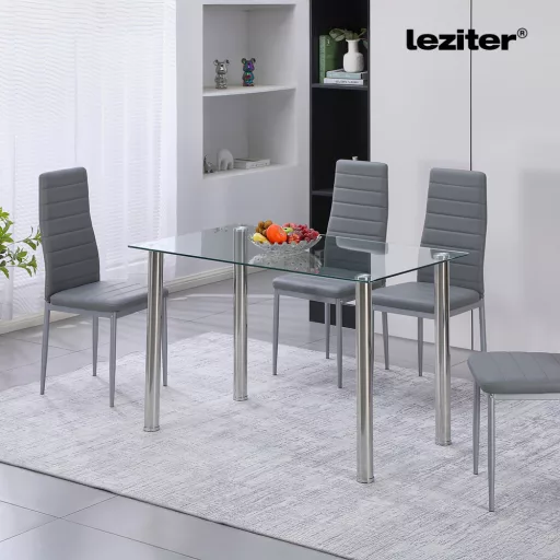 Berna 120 cm szögletes üveg étkezőasztal