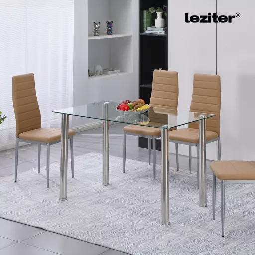 Berna 140 cm szögletes üveg étkezőasztal