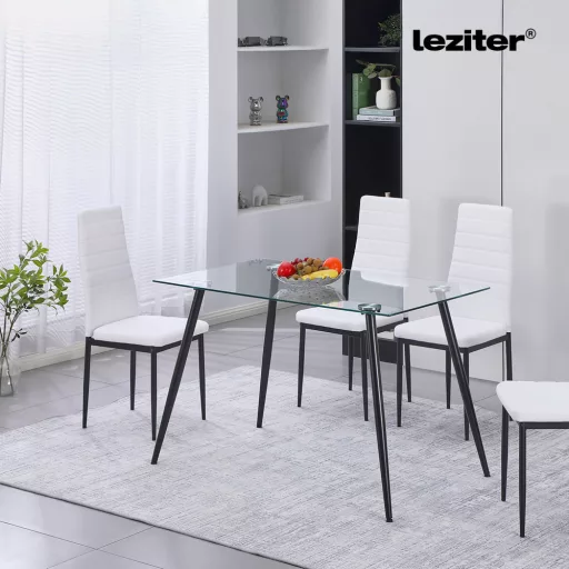 Lana 120 cm szögletes üveg étkezőasztal