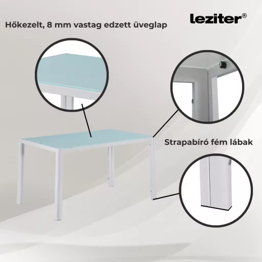 Ezra 120 cm szögletes üveg étkezőasztal