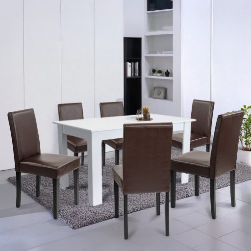 Leon 6+1 étkező garnitúra fehér-barna