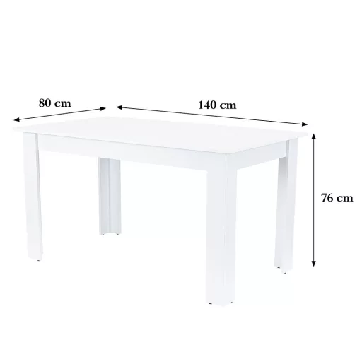 Yorki Standard étkezőasztal 140x80 cm fehér