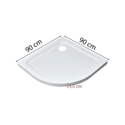 Modena Slim íves alacsony akril zuhanytálca 90x90 cm