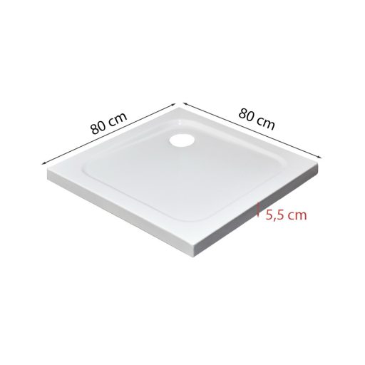 Modena Slim szögletes alacsony akril zuhanytálca 80x80 cm