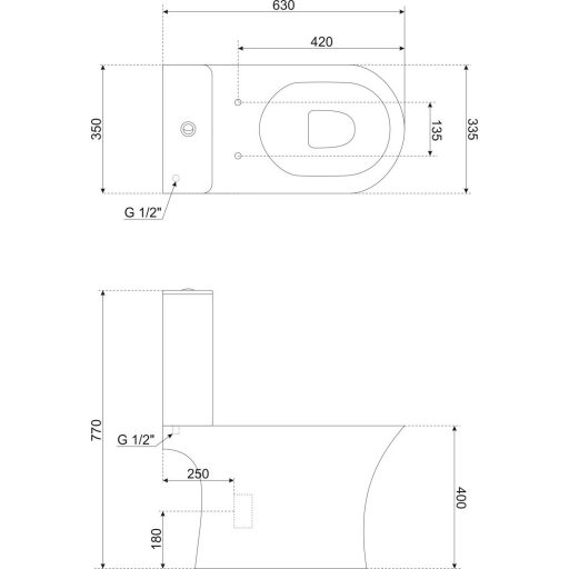 Makalu monoblokkos kompakt WC hátsó kifolyással ülőkével