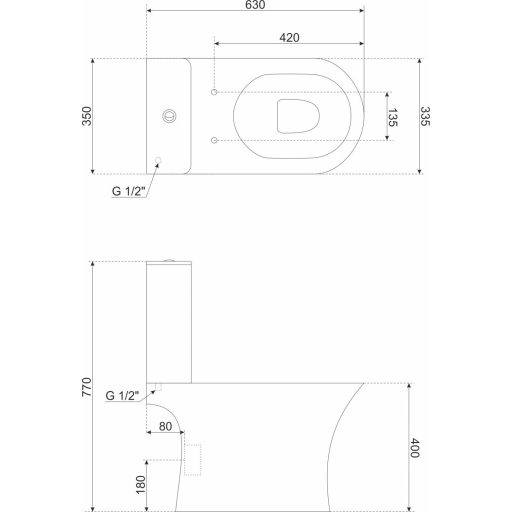 Makalu monoblokkos kompakt WC hátsó kifolyással ülőkével