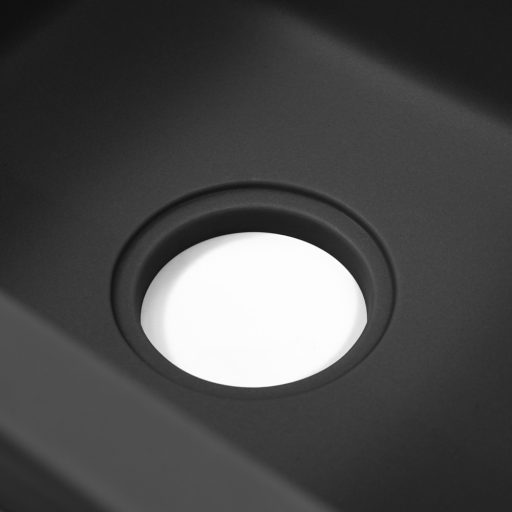 Nia szögletes egy medencés gránit mosogató szifonnal fekete