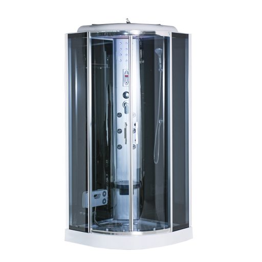 Vital Black 90x90 cm íves hidromasszázs zuhanykabin