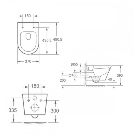 Ride fali, rimless WC soft close ülőkével