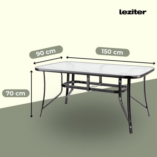 Canillo fémvázas üveg kerti asztal