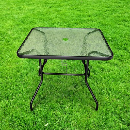 Vella fémvázas üveg kerti asztal