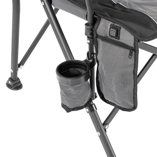 Leziter Premium fűthető karfás horgász szék pohártartóval szürke