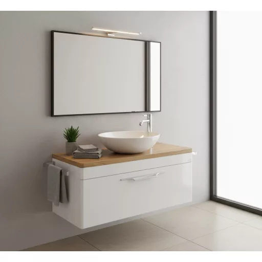 TMP MOON 90 cm fehér - natúr dió - fali fürdőszobabútor - mosdó nélkül - Top Counter mosdókhoz