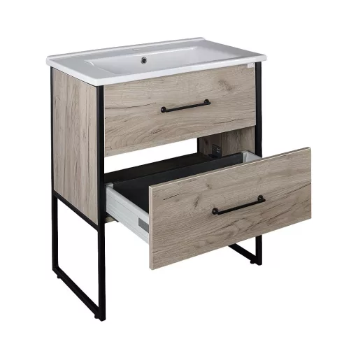 TMP IRON 75 álló fürdőszobabútor - Sanovit ATRIA 9075 porcelán mosdóval - 75 x 45,5 cm