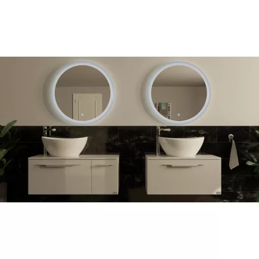 TMP LUX Touch fürdőszobai tükör - KEREK - LED világítással - érintő kapcsolóval - Ø 60 cm