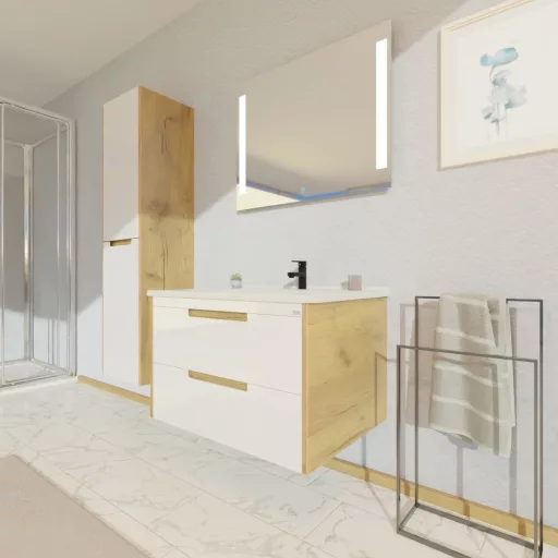 TMP GOLDY 75 fali fürdőszobabútor - öntött műmárvány mosdóval - 75 x 50 x 51 cm