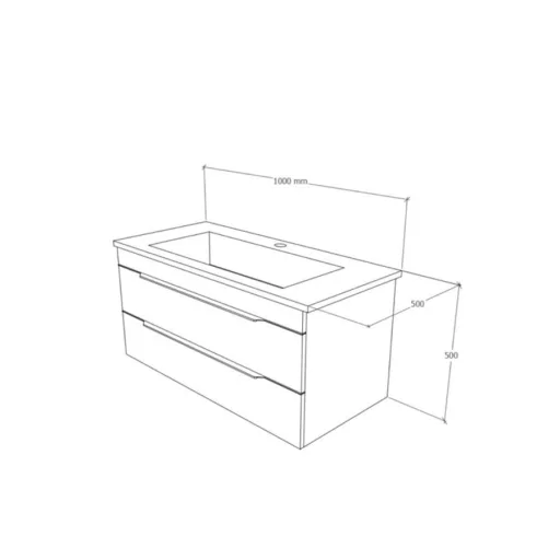 TMP VOX 100 FEHÉR fali fürdőszobabútor - öntött műmárvány mosdóval - 100 cm