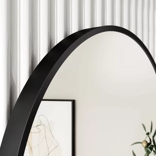 TMP IRON fürdőszobai tükör - FEKETE keret - kerek - 60 cm