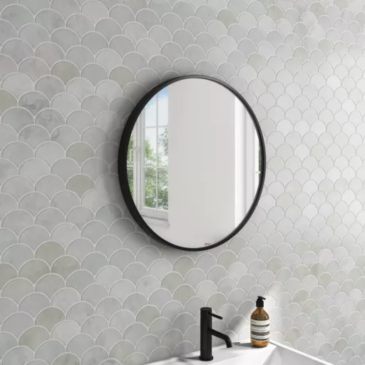 TMP IRON fürdőszobai tükör - FEKETE keret - kerek - 60 cm