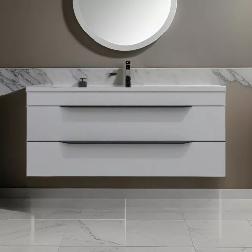 TMP VOX 85 FEHÉR fali fürdőszobabútor - öntött műmárvány mosdóval - 85 x 47 cm